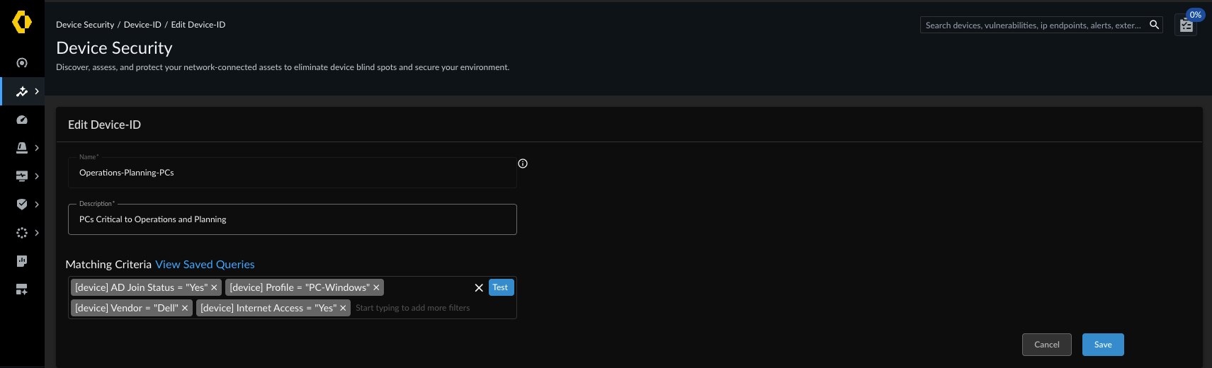 enterprise advanced device id dashboard